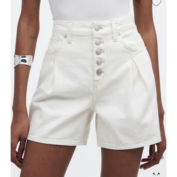 Madewell The '90s Mid-Length Jean Short in Sz 27 Vintage Canvas Ivory NWT - Picture 1 of 7